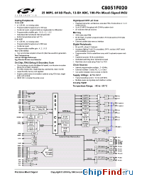 Datasheet C8051F020 manufacturer Silicon Lab.